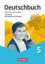 "Deutschbuch, Differenzierende Ausgabe, Arbeitsheft mit interaktiven Übungen, 5." Junge mit Kopfhörern, gelber Hintergrund. 