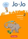 "Jo-Jo Lesebuch 2 Arbeitsheft Fördern" mit einem Elefant, einem Kind und einem Ballon mit Hund. Logo: Cornelsen.