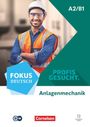 A2/B1, Fokus Deutsch, Profis gesucht. Anlagenmechanik. Ein lächelnder Mann in Baukleidung und Helm. Cornelsen, DW Logos.