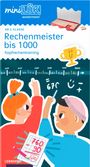 Logo miniLÜK, "Rechenmeister bis 1000: Kopfrechentraining". Zwei Kinder heben die Hand, eine Tafel zeigt "670".