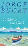 "JORGE BUCAY, 20 Schritte zum Glück." Illustration von Booten am Strand unter blauem Himmel.