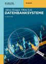 „Alfons Kemper, Viktor Leis DATENBANKSYSTEME 11. AUFLAGE“ steht dort. Eine Lupe vergrößert Börsengrafiken.