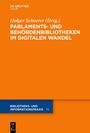"Holger Scheerer (Hrsg.), PARLAMENTS- UND BEHÖRDENBIBLIOTHEKEN IM DIGITALEN WANDEL" auf orangenem Hintergrund.
