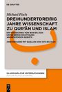 Titeltext: "Dreihundertdreißig Jahre Wissenschaft zu Qur'an und Islam". Dunkle und orangefarbene Farbakzente.