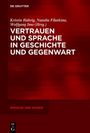 Text: "Vertrauen und Sprache in Geschichte und Gegenwart". Roter Hintergrund, schlichtes Design.