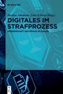 "DE GRUYTER, Markus Abraham, Nina Schrott (Hrsg.), DIGITALES IM STRAFPROZESS, WISSENSCHAFT UND PRAXIS IM DIALOG." Hintergrund: Waage und Tech-Symbole.