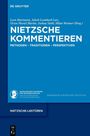 Buchtitel: "Nietzsche kommentieren: Methoden - Traditionen - Perspektiven". Blauer Hintergrund, Logos von De Gruyter und Heidelberger Akademie.