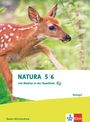 "NATURA 5|6 mit Medien in der NawiThek, Biologie. Baden-Württemberg." Ein junges Reh im Hintergrund und ein Logo unten rechts.
