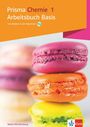 "Prisma Chemie 1 Arbeitsbuch Basis" in orange und pink. Darunter bunte Macarons in Pink, Orange und Gelb. Klett-Logo unten.