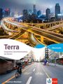 Text: "Terra", "Geographie | Qualifikationsphase mit Medien", "Oberstufe", "Nordrhein-Westfalen". Blick auf moderne Stadt.