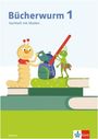 "Bücherwurm 1. Sachheft mit Medien. Sachsen." Eine Illustration mit einem Wurm, einem Grashüpfer und Büchern.