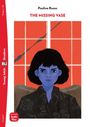 Titel: "THE MISSING VASE"; links: "Young Adult Readers", "Audio Files". Illustration: Person mit blauem Gesicht vor rotem Hintergrund.