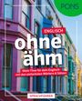 Logo "PONS", Text "Englisch ohne ähm", darunter "Mehr Flow für dein Englisch mit den einfachsten Wörtern & Sätzen", "Sprachführer". Bunte Häuserzeile im Hintergrund.