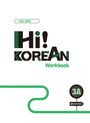 Text "Hi! Korean Workbook", Logo "3A" und "Darakwon", grüner Zickzackpfad unten.