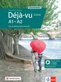 „Déjà-vu Suisse A1-A2“ – Französischkurs. Paar mit rotem Regenschirm an einem Fluss. Buchcover.