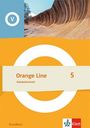 "Orange Line 5: Vokabellernheft, Grundkurs." Oben rechts Naturbild mit Landschaft, unten Klett-Logo.