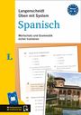 "Langenscheidt Üben mit System Spanisch" steht groß. Darunter: "Wortschatz und Grammatik sicher trainieren". Ein blaues "L" Logo.