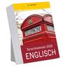"Sprachkalender 2028 Englisch". Rote Telefonzelle, oben "TELEPHONE", gelbes Langenscheidt-Logo.