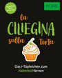 Text: "Italienische Redewendungen", "la ciliegina sulla torta", "Das i-Tüpfelchen zum Italienischlernen", PONS-Logo. Cupcake-Illustration.