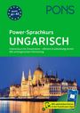 "Power-Sprachkurs UNGARISCH. Intensivkurs, Niveau A1–A2. Leuchtendes Parlamentsgebäude bei Nacht am Wasser."