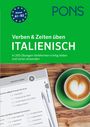 „Verben & Zeiten üben ITALIENISCH“ steht groß auf Grün. Darunter ein Buch und eine Cappuccino-Tasse mit Herzmuster.