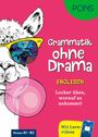 „Grammatik ohne Drama: Englisch. Locker üben, worauf es ankommt!“ Illustration: Lama mit Sonnenbrille und Kaugummi.