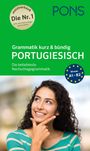 „PORTUGIESISCH, Grammatik kurz & bündig“ steht in Weiß auf Grün. Eine junge Frau schaut lächelnd nach oben.