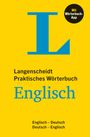 "Mit Wörterbuch-App. Langenscheidt Praktisches Wörterbuch Englisch. Gelbes Cover mit blauem 'L'."