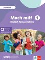 „Mach mit! Deutsch für Jugendliche 1“. Vier fröhlich laufende Kinder. Logos von Klett und CIIP.