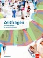 "Zeitfragen: Politische Bildung für berufliche Schulen." Verschwommene Menschen, bunte Dreiecke, Klett-Logo unten rechts.