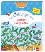 "Vorschule ab 5 Jahren", "Mein Lieblings-Block", "Lustige Labyrinthe", "Das kannst du alleine!". Illustrationen von Tieren, Taucher, U-Boot.
