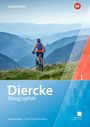 „Diercke Geographie“, Radfahrer mit Helm auf Bergweg, bewaldete Hügel im Hintergrund, Logo oben rechts.