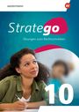"Stratego Übungen zum Rechtschreiben" und "10". Frau schreibt mit Stift, nachdenklich schauend.