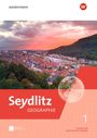 „Seydlitz Geographie 516 Gymnasium Baden-Württemberg“. Stadtlandschaft bei Sonnenuntergang mit Fluss und Hügel.