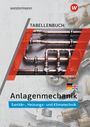 Cover eines Tabellenbuchs für Anlagenmechanik mit Kupferrohren und Werkzeugen.