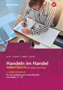 Texts: "Handeln im Handel", "3. Ausbildungsjahr", "westermann".  
Eine Person schreibt an einem Schreibtisch.