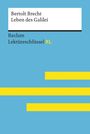 „Bertolt Brecht Leben des Galilei“, „Reclam Lektüreschlüssel XL“ in Gelb. Ein schlichtes Design in Blau mit gelben Streifen.
