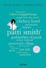 Wörter wie "patti smith", "chelsea hotel", "greenwich village"; Illustration eines Menschen, Reclam unten.