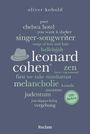Titel: "oliver kobold", Wörter: "poet", "chelsea hotel", "singer-songwriter", "hallelujah", "leonard cohen", mit Illustration eines Huts.