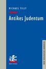 Titel: "Antikes Judentum" von Michael Tilly. Grauer Streifen links, blaues Hauptfeld, weißer Löwe als Logo unten.