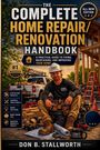 "The Complete Home Repair/Renovation Handbook. Eine Baustellenszene mit einem Bauarbeiter und Werkzeugen."