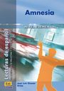 "Amnesia", "NIVEL ELEMENTAL 1", "Lecturas de español", "José Luis Ocasar Ariza", stilisiertes Figur-Design in orange.