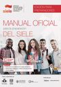 "MANUAL OFICIAL para la preparación DEL SIELE". Junge Erwachsene mit Büchern lächeln freundlich in die Kamera.