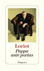 „Loriot: Pappa ante portas“. Ein älterer Mann im Anzug sitzt auf einem Ledersessel. Unten steht „Diogenes“.