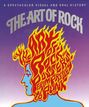 Text: "THE ART OF ROCK" und "A SPECTACULAR VISUAL AND ORAL HISTORY". Illustration eines Kopfes mit flammenförmigem Haar.