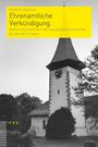 Text: "André M. Stephany - Ehrenamtliche Verkündigung: Bedeutung und Rolle in den evangelisch-reformierten Kirchen der Schweiz."  
Schwarz-weißes Foto eines Kirchturms mit Uhr.