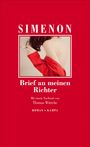 „Brief an meinen Richter“ von Simenon. Rücken einer Person in Rot, hält Zigarette.