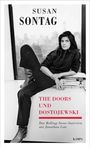 Oben steht "Susan Sontag". Mittig "The Doors und Dostojewski". Unten Details zum Interview. Porträt einer Frau sitzt entspannt.