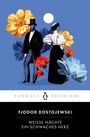 FJODOR DOSTOJEWSKI. WEISSE NÄCHTE EIN SCHWACHES HERZ. Illustration: ein Paar in altmodischer Kleidung vor Blumen.