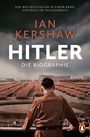 „Der Weltbestseller in einem Band, erstmals im Taschenbuch. Ian Kershaw. Hitler, die Biographie.“ Person in Uniform vor großer Versammlung.
